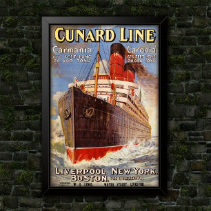 Reclame voor Reizen met Oude Grote Oceaanlijner Poster