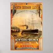 Reclame voor reizen met oude stoomschepen poster (Voorkant)