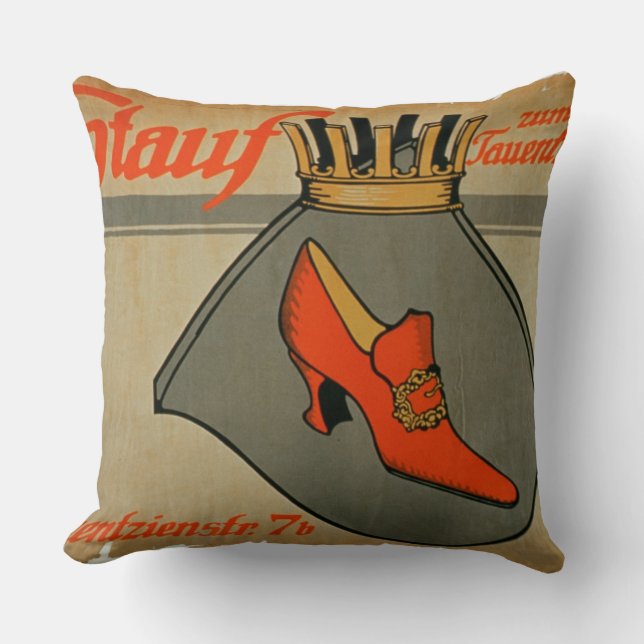 Reclame voor "Stauf Shoes" (kleurenlitho) Kussen (Voorkant)