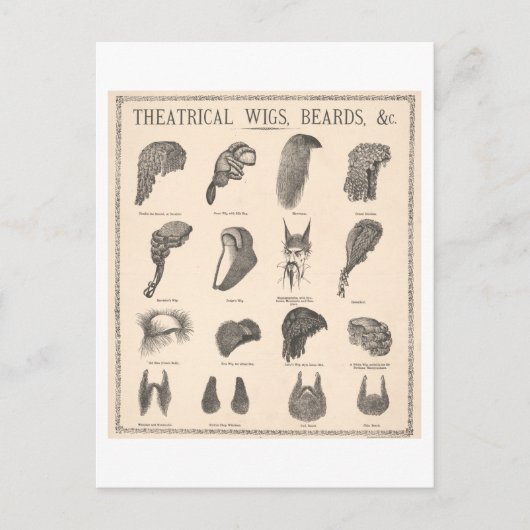  reclame voor Theatrale pruiken + Beards Briefkaart (Voorkant)