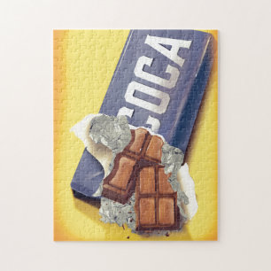 Reclame voor vintage chocoladereep legpuzzel