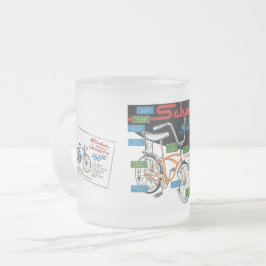 Reclame voor vintage fiets matglas koffiemok