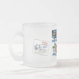 Reclame voor vintage fiets matglas koffiemok