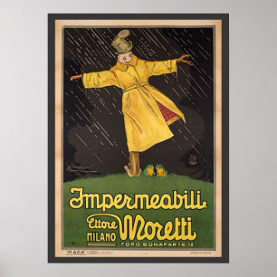 Reclame voor vintage Italiaanse regenjas Poster