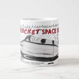 Reclame voor vintage jet-raketruimteschip grote koffiekop