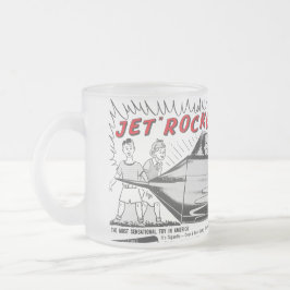Reclame voor vintage jet-raketruimteschip matglas koffiemok