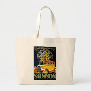 Reclame voor Vintage Salmson-auto Grote Tote Bag