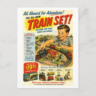 Reclame voor vintage treinset briefkaart