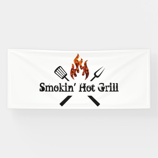 Reclamebanner voor barbecue-restaurant en grillbed spandoek (Horizontaal)