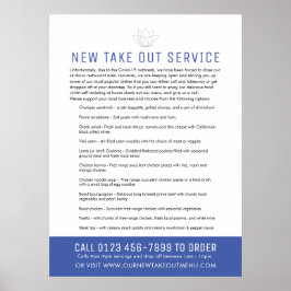 Reclamebord noodrestaurant nieuwe blauwe menu poster