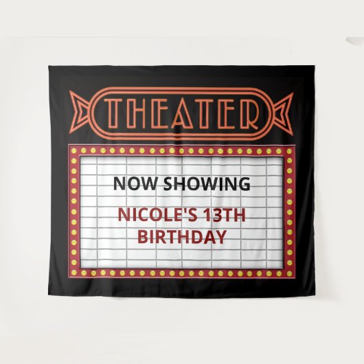 Reclamebord van een oud theater wandkleed (Voorkant (horizontaal))