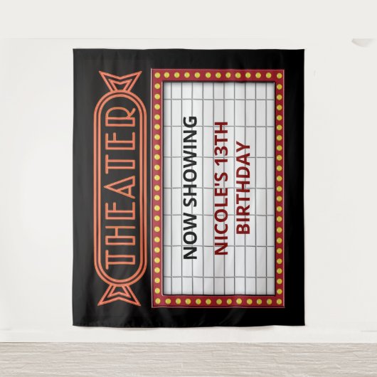 Reclamebord van oud theater wandkleed (Voorkant)