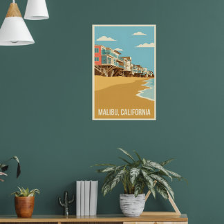 Reclamebord Vintage Malibu California Poster