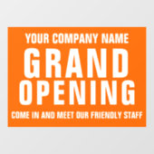Reclamebord voor opening van bedrijf  raamsticker (Vel)