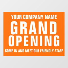Reclamebord voor opening van bedrijf  raamsticker
