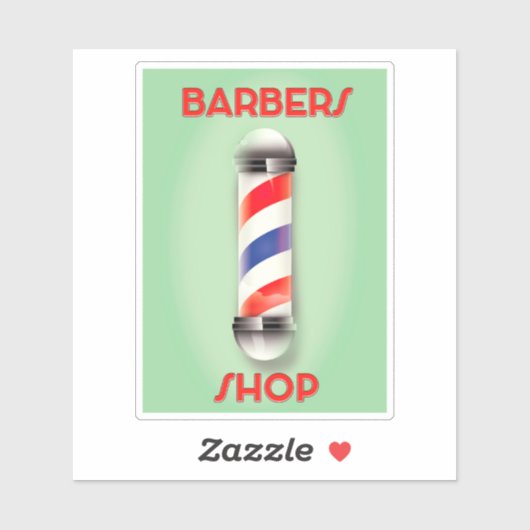 Reclamebord voor vintage kapper sticker (Vel)