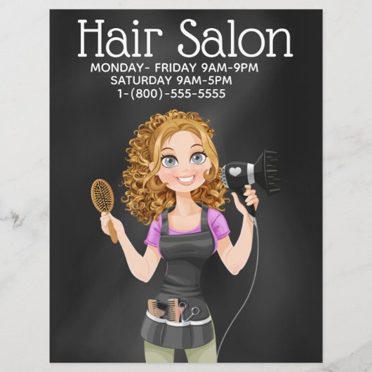 Reclamebrochure Chalkboard Hair Salon Flyer (Voorkant)