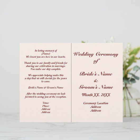 Reclamebrochure en broombruiloft (Staand voorkant)