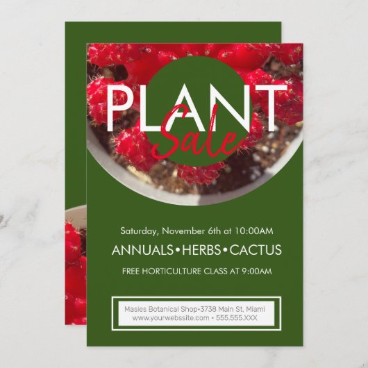 Reclamebrochure voor verkoopscactus plant kaart (Voorkant / Achterkant)
