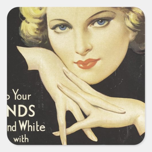 reclamehandleiding voor Cream Woman Blond Hair Vierkante Sticker (Voorkant)