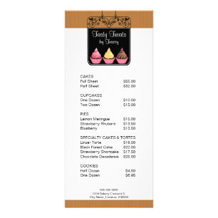 Reclamekaart voor cupcake bakkerij winkel