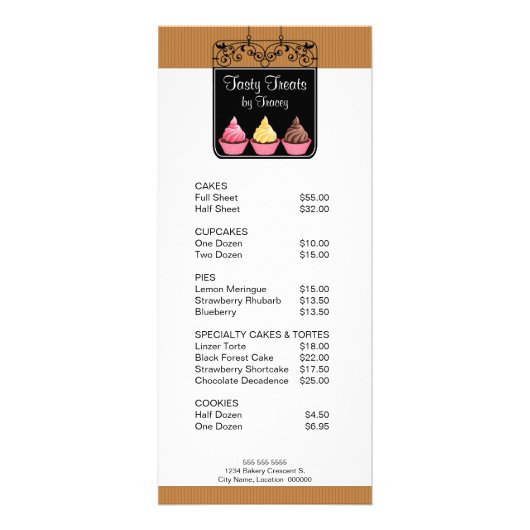 Reclamekaart voor cupcake bakkerij winkel (Voorkant)