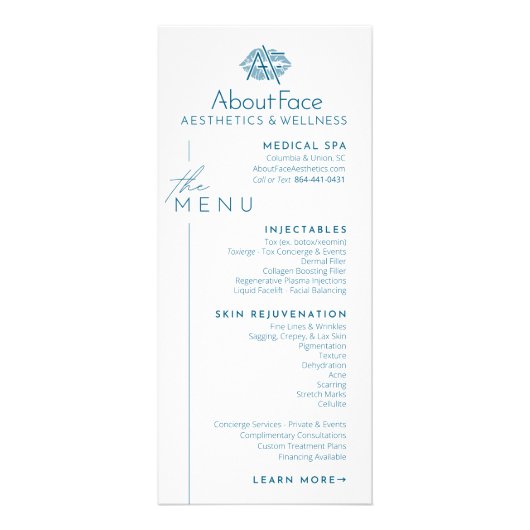 Reclamekaarten Service Menu (Voorkant)