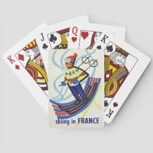 Reclameposter Skiën in Frankrijk Pokerkaarten