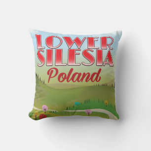 reclameposter voor reis naar Neder-Silezië, Polen Kussen