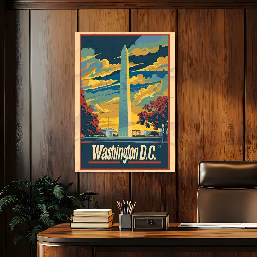 Reclameposter voor reis naar Washington D.C. uit v Poster