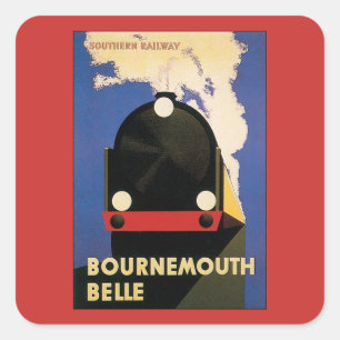 Reclameposter voor reizen, Bournemouth Belle Trein Vierkante Sticker