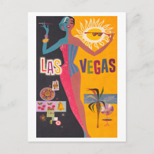 Reclameposter voor reizen naar Las Vegas uit het v Briefkaart