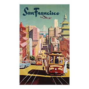 Reclameposter voor vintage San Francisco kabeltram Foto Afdruk