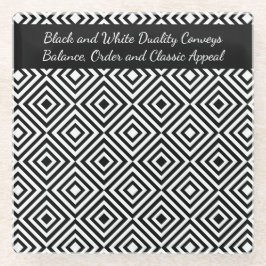 Reclamescript bedrijf Tagline Black & White Glazen Onderzetter