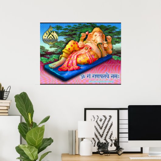 Reclining Ganesha with Cobra Poster (Thuiskantoor)