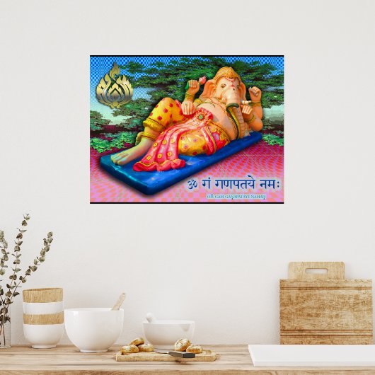 Reclining Ganesha with Cobra Poster (Keuken)