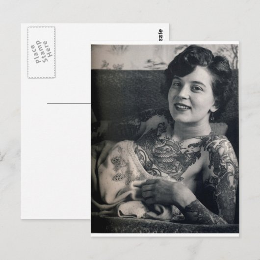 Reclining Tattooed Lady Briefkaart (Voorkant / Achterkant)