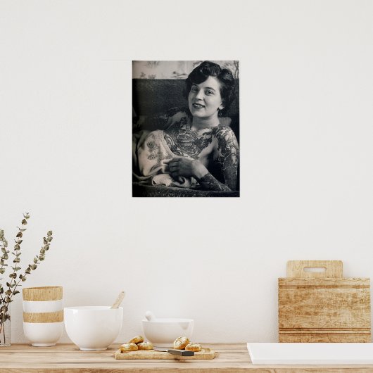 Reclining Tattooed Lady Poster (Keuken)