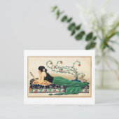 Reclining-vrouw, exotisch, romantisch,  briefkaart (Staand voorkant)