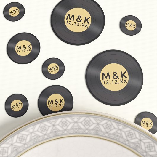 Recolor Retro Vinyl LP Rock n Roll Table Confetti