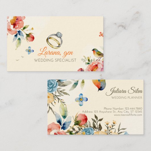 Recommended listing title: “Songbirds & Blooms Wed Informatiekaartje (Voorkant / Achterkant)