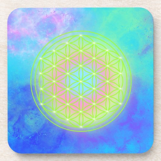 Reconnect with Yourself flower of life Bier Onderzetter (Voorkant)
