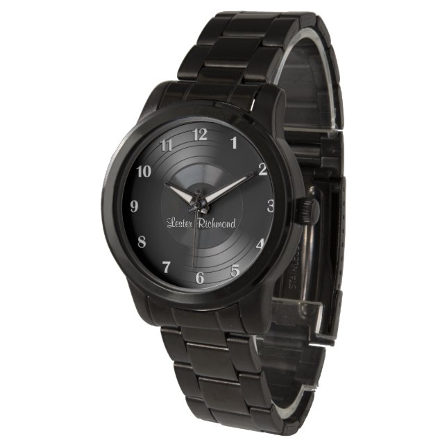 Record Album Personalized Twaalf Numbers Horloge (Gekanteld)