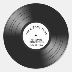 Record Album Song Name Date Wedding / Jubileum Ronde Sticker