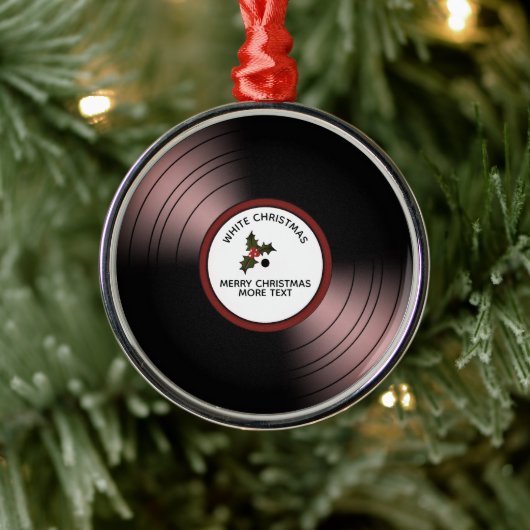 Record Album Speciaal kerstrood Tint Metalen Ornament (Boom)