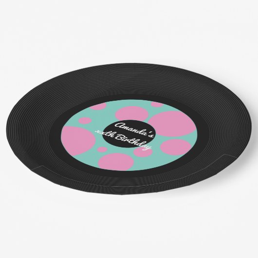 Record Hop Party Papieren Bordje (Gekanteld)