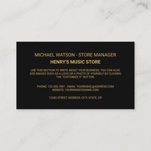 Record Logo, Music Store Visitekaartje (Achterkant)