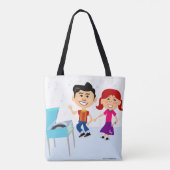 Record Party Kinder Cute Cartoon Characters Retro  Tote Bag (Achterkant)
