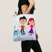Record Party Kinder Cute Cartoon Characters Retro  Tote Bag (Dichtbij)