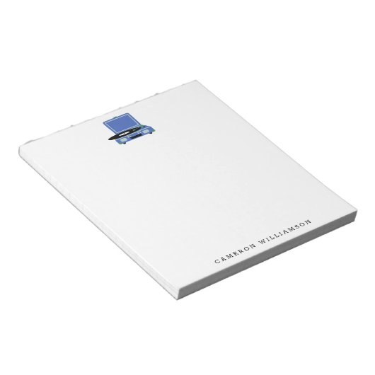 Record Player in Blue Personalized Notitieblok (Schuin)